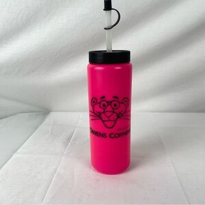 Vintage 1992 Owens Corning Pink Panther Water Bottle Cup w/ Straw
